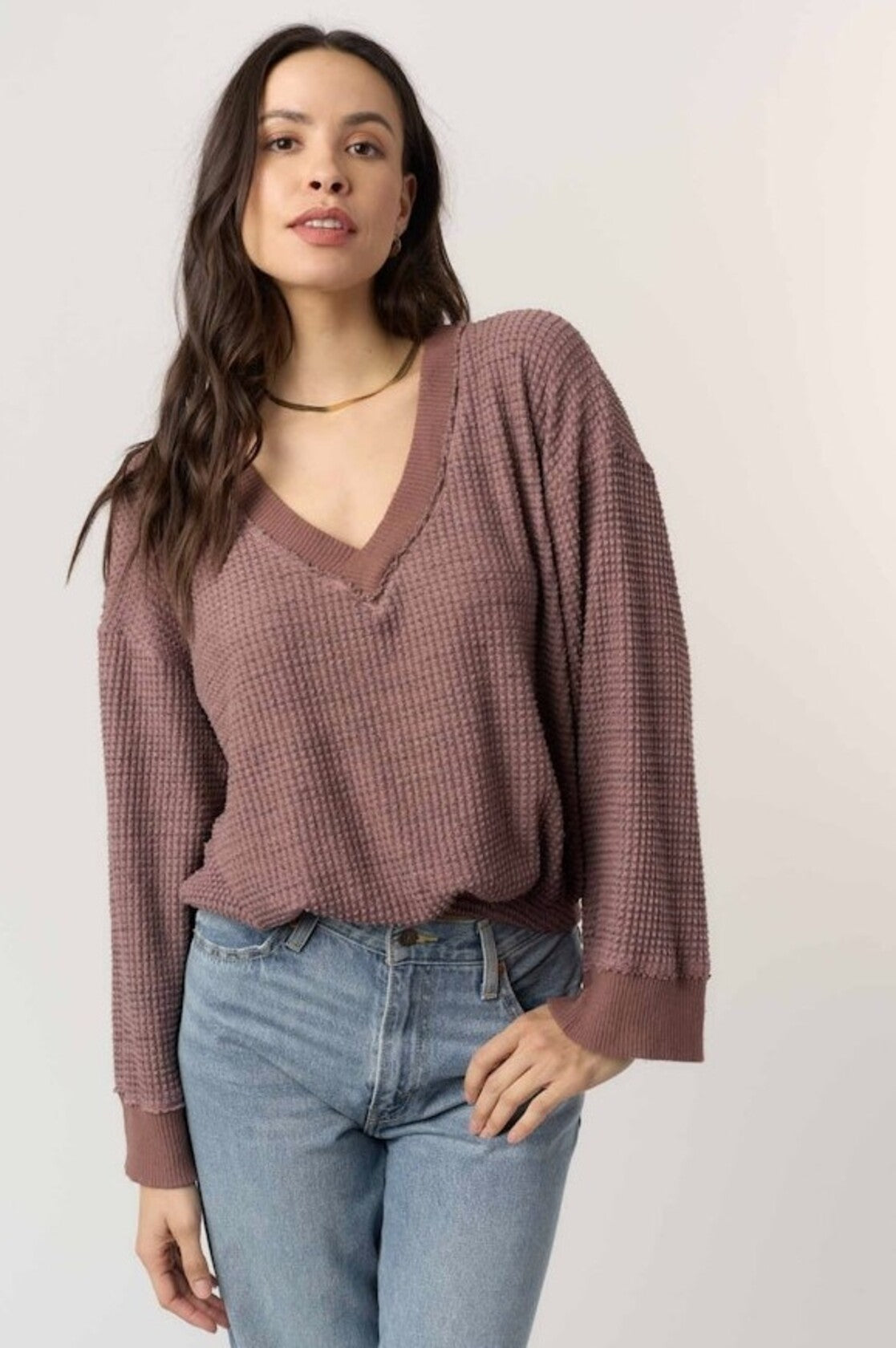Project Social T Justina Brushed Thermal V-Neck Pullover