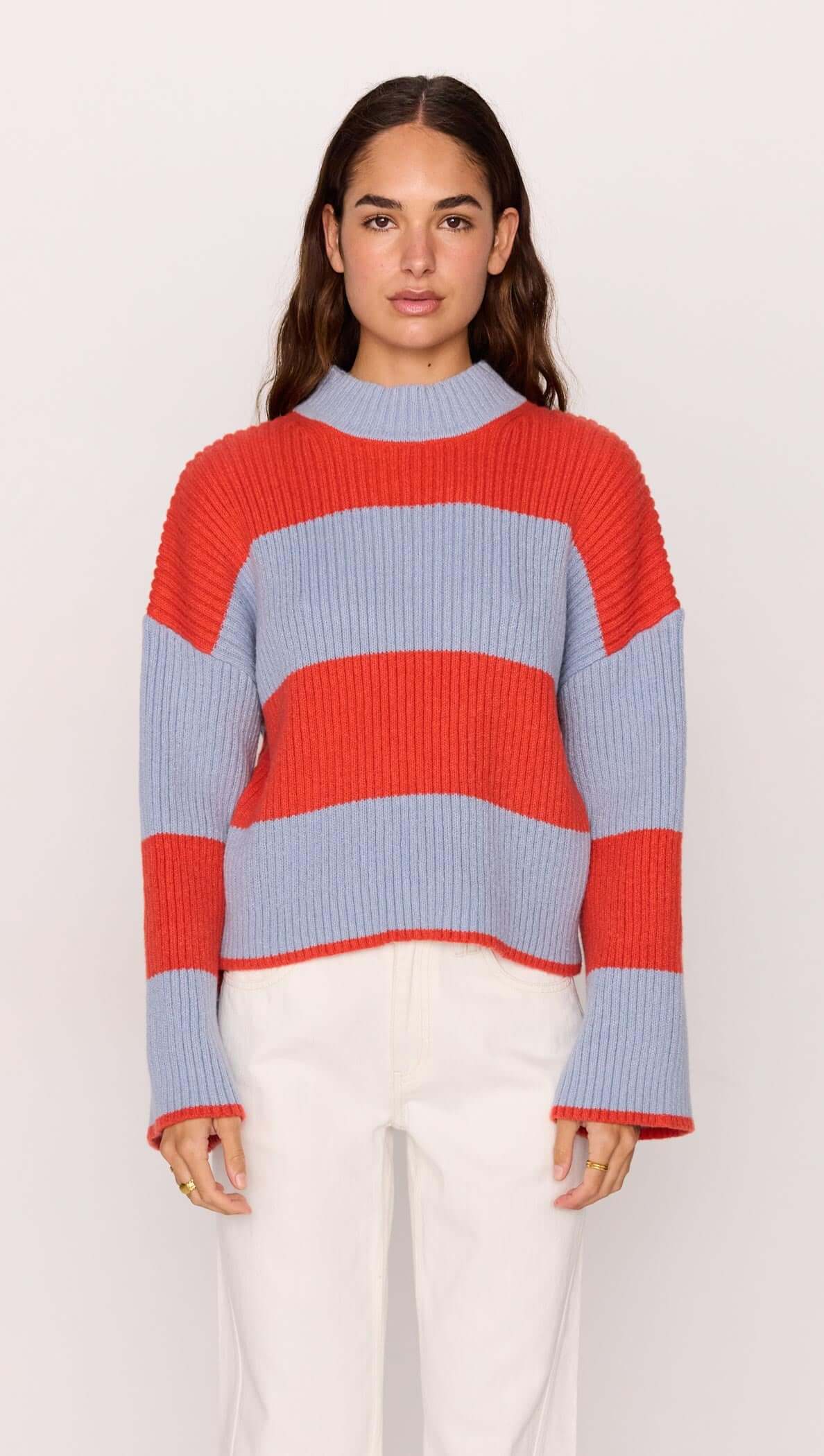 MINKPINK Freja Knit Sweater - Soft Blue/Coral