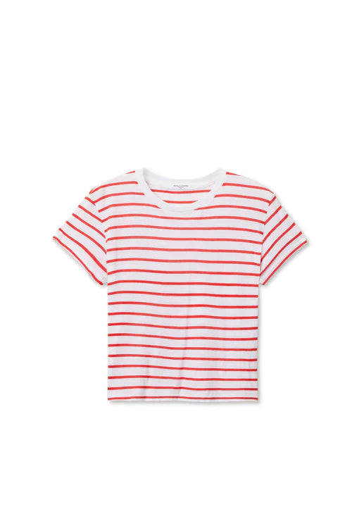 perfectwhitetee everett jersey stripe tee - tomato stripe