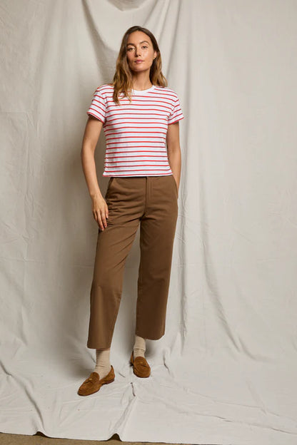 perfectwhitetee everett jersey stripe tee - tomato stripe