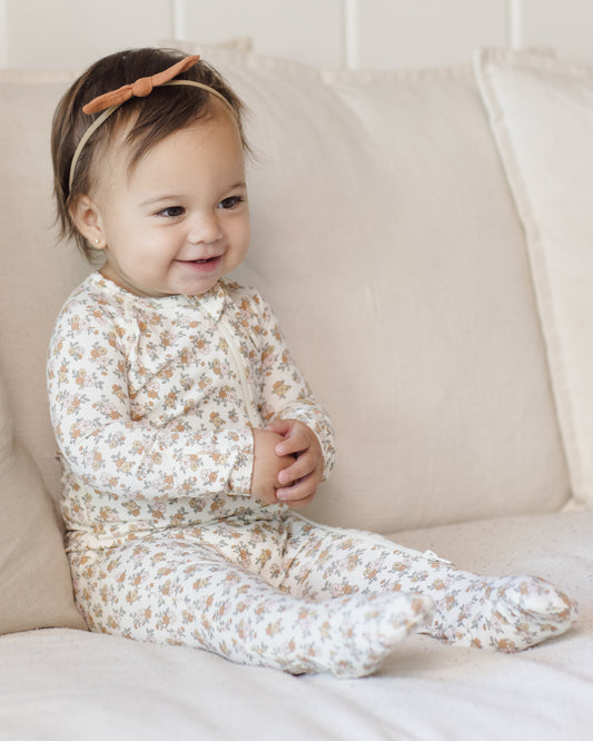 Quincy Mae - Bamboo Zip Footie - Wildflower