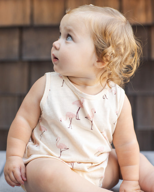 RYLEE + CRU BUBBLE ONESIE FLAMINGO