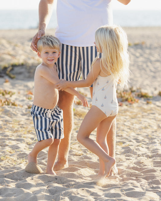 RYLEE + CRU BOYS BOARDSHORT - NAVY STRIPE
