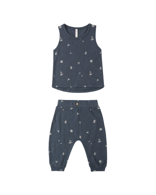 RYLEE + CRU TANK + SLOUCH PANT SET MARITIME