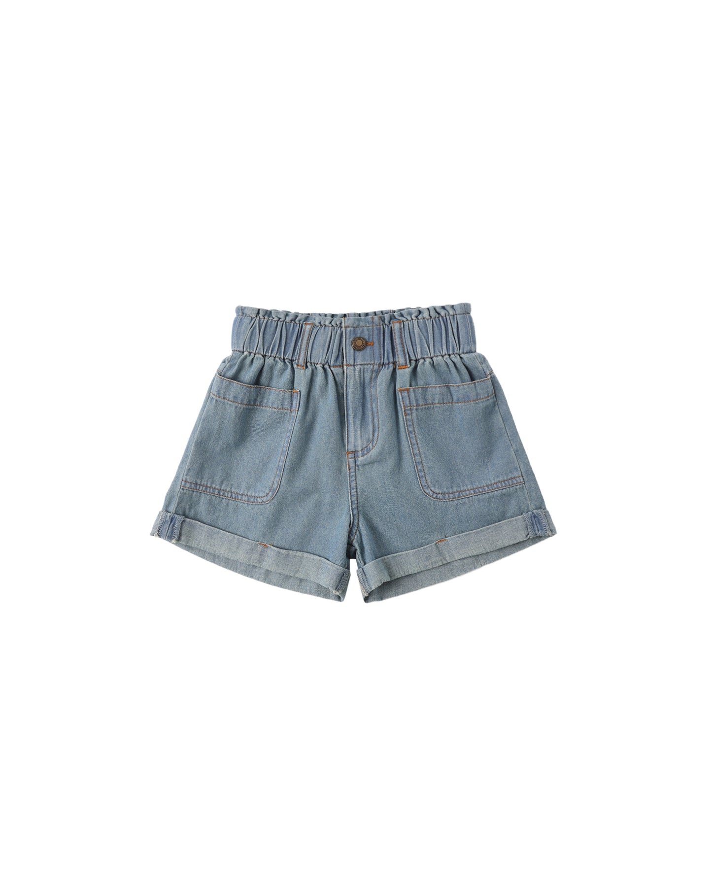 RYLEE + CRU ALBA SHORT DENIM WASHED BLUE