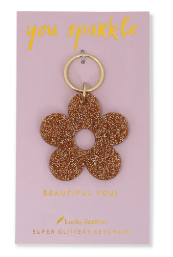 Lucky Feather Supper Glittery Keychain - Multiple Options