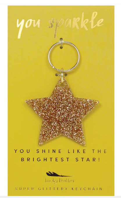 Lucky Feather Supper Glittery Keychain - Multiple Options