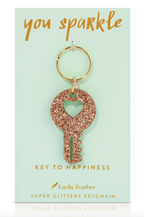 Lucky Feather Supper Glittery Keychain - Multiple Options