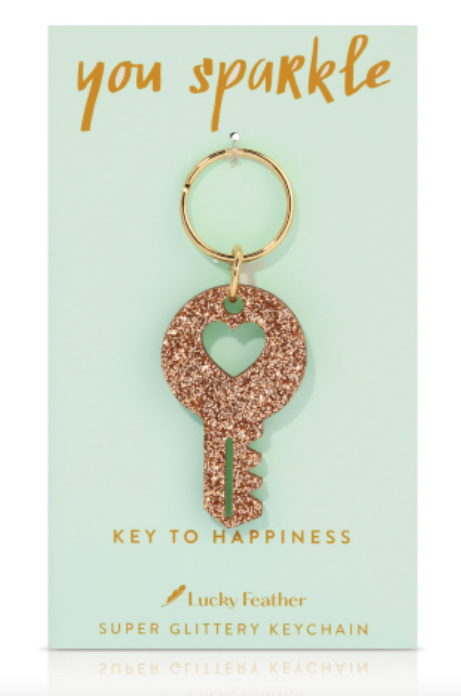 Lucky Feather Supper Glittery Keychain - Multiple Options
