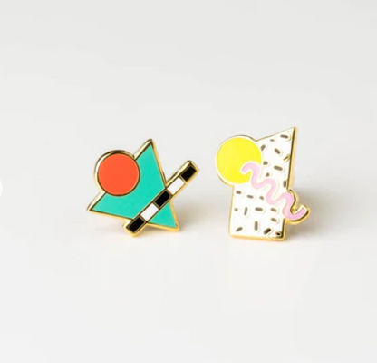 Yellow Owl Earrings - 80's Vintage Memphis Style