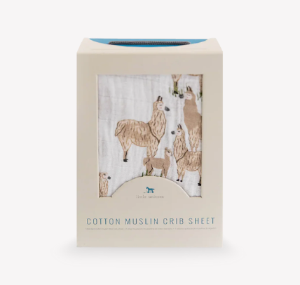 Little Unicorn Organic Cotton Muslin Crib Sheet - Llama Llama