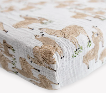 Little Unicorn Organic Cotton Muslin Crib Sheet - Llama Llama