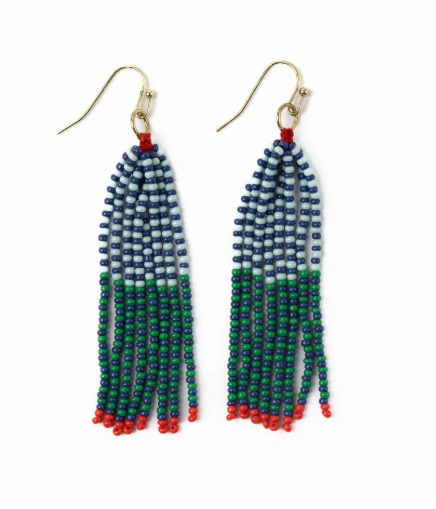 Ink + Alloy Abbey Tassel Alternating Seed Bead - Blue & Green