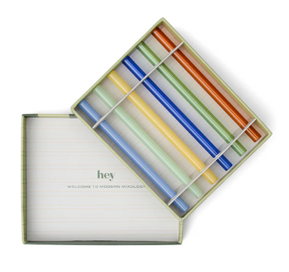 HERE'S HOW THE WHISTLER STRAW SET - COLORED GLASS, SET OF 6