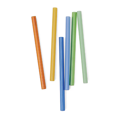 HERE'S HOW THE WHISTLER STRAW SET - COLORED GLASS, SET OF 6