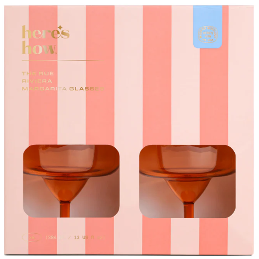 HERE'S HOW THE RUE MARGARITA GLASS - SET OF 4 ORANGE