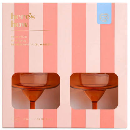 HERE'S HOW THE RUE MARGARITA GLASS - SET OF 4 ORANGE
