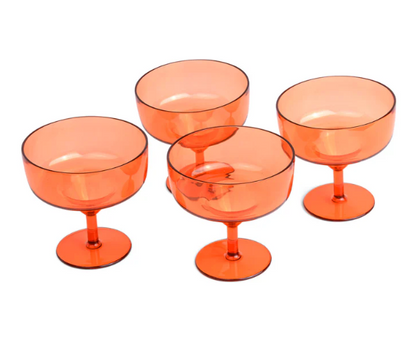 HERE'S HOW THE RUE MARGARITA GLASS - SET OF 4 ORANGE