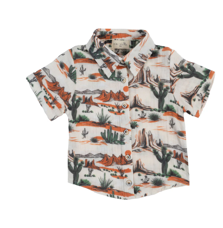 MIKI MIETTE JERRY SS BUTTON UP WESTERN FRONT