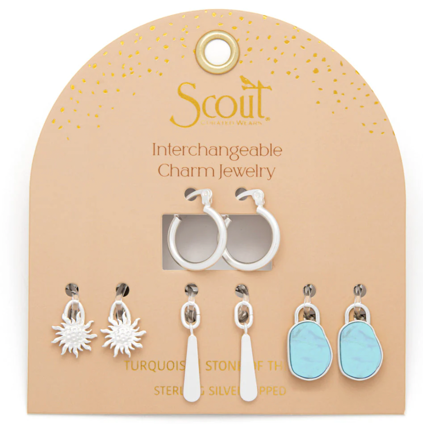 Scout Interchangeable Charm Earring - Turquoise/Sky/Silver