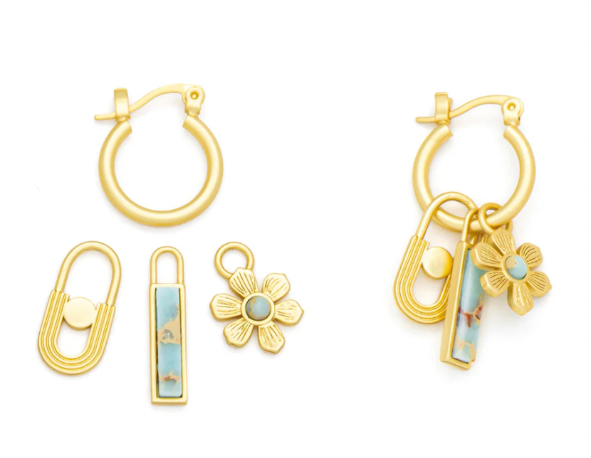 Scout Interchangeable Charm Earring - Aqua Terra/Peace/Gold