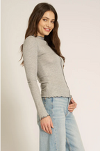 Project Social T - Sparks Seamed Rib Funnel Neck Long Sleeve Top