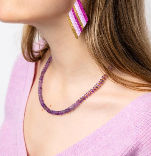 Vivianne Amethyst With Carnelian Necklace - 18"