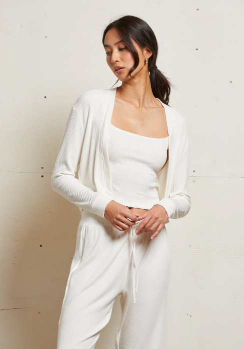 perfectwhitetee kelsey sweater rib long sleeve cardigan