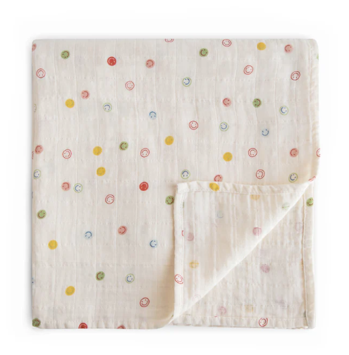 Mushie Extra-Soft Muslin Swaddle - Smiley
