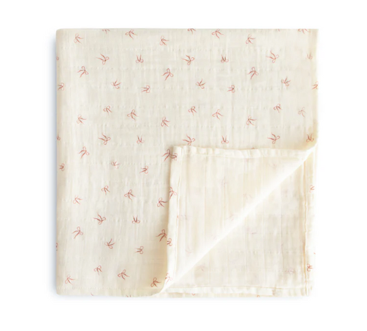 Mushie Extra-Soft Muslin Swaddle - Bows