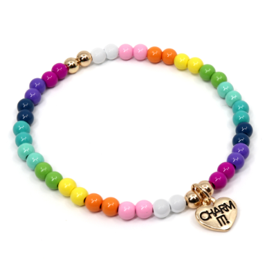 Charm It!  Gold Rainbow Stretch Bead Bracelet