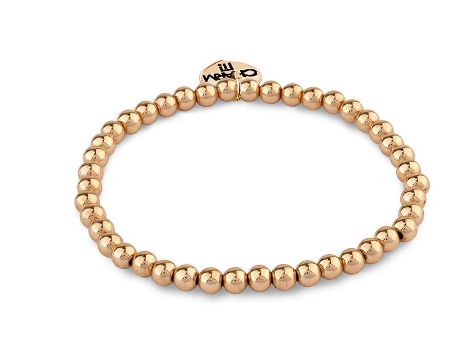 Charm It!  - 4mm Gold Stretch Bead Bracelet