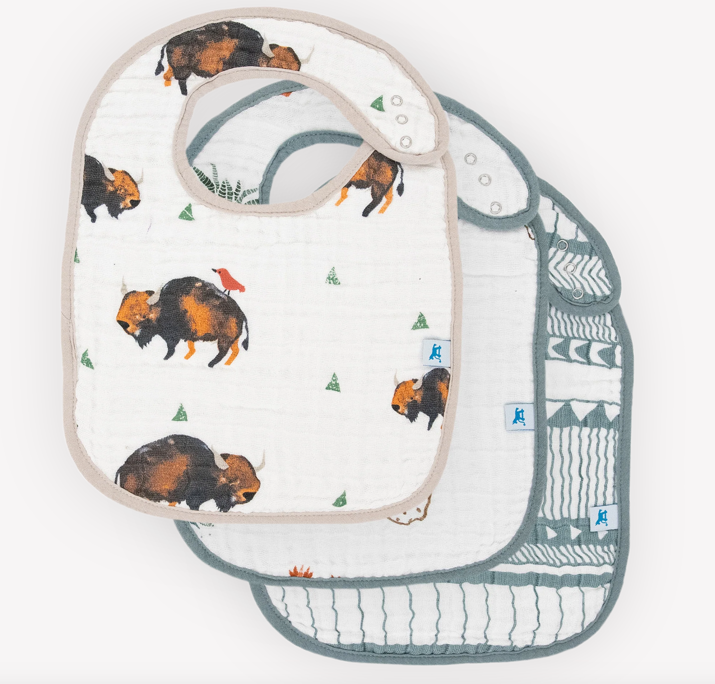 Little Unicorn Cotton Muslin Classic Bib 3 Pack - Bison