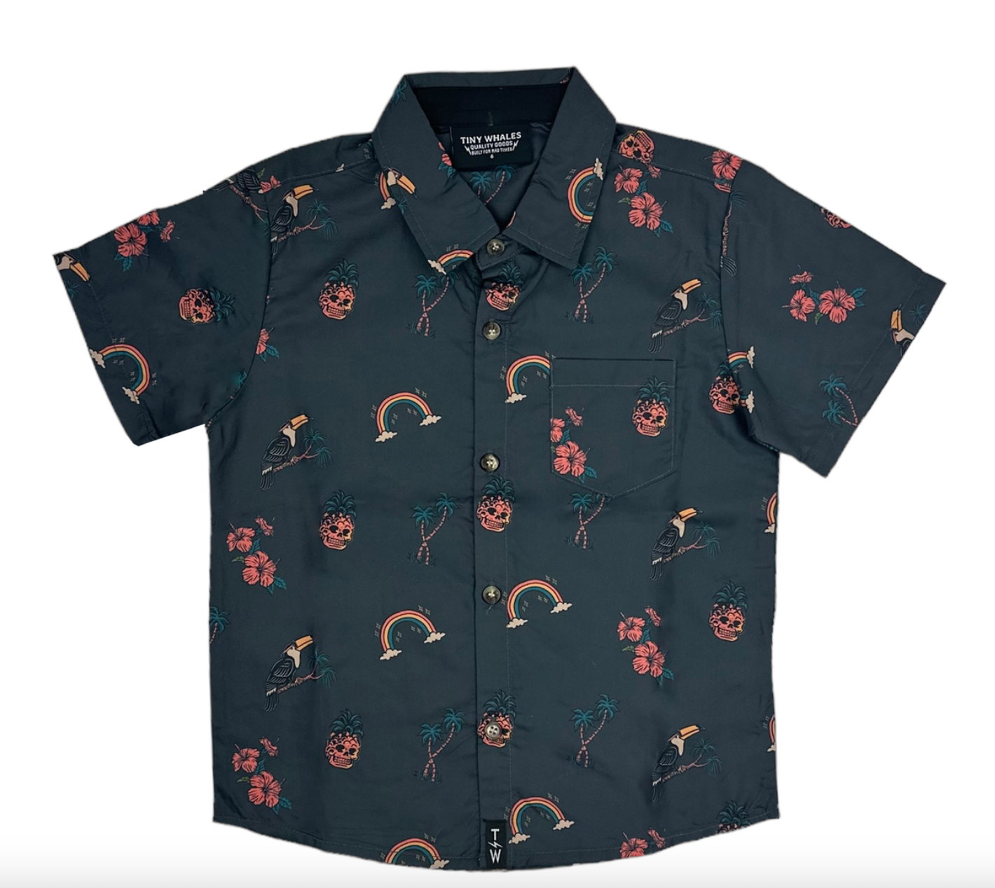 TINY WHALES ALOHA VIBES SS BUTTON UP
