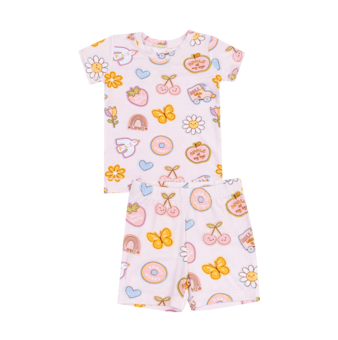 Angel Dear Groovy Vibes Stickers Loungewear Short Set - Pink