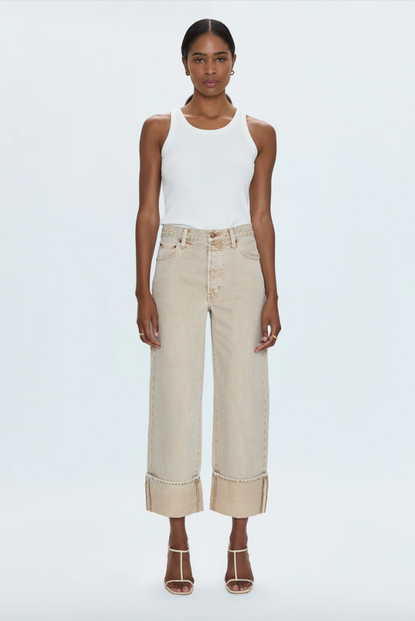 Pistola Ryder Cuffed Denim Jeans - Oat