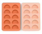 HERE'S HOW THE DOTTY CITRUS WEDGE ICE TRAYS - ORANGE + PINK