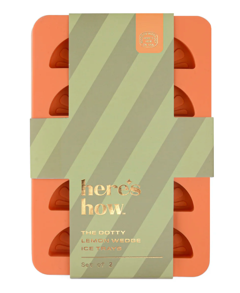 HERE'S HOW THE DOTTY CITRUS WEDGE ICE TRAYS - ORANGE + PINK