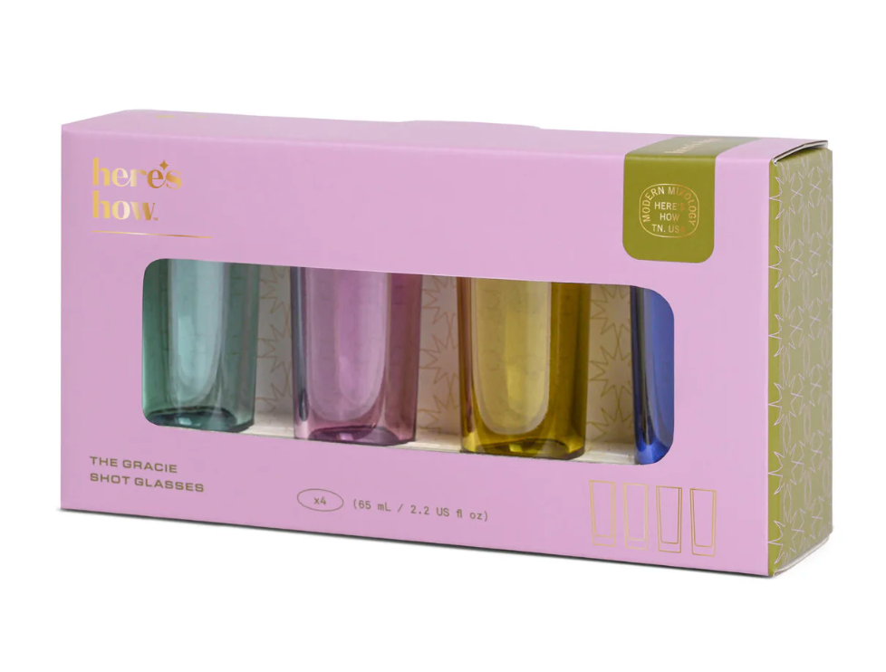HERE'S HOW THE GRACIE SET OF 4 SHOT GLASSES - ASSORTED