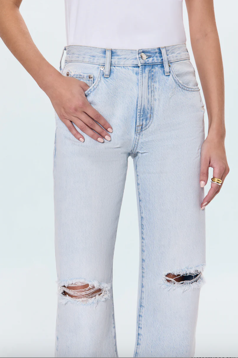 Pistola Lexi Midrise Bowed Straight Jean - Solstice Distressed