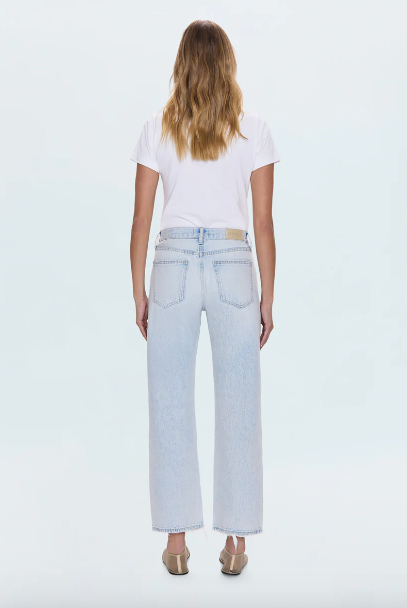 Pistola Lexi Midrise Bowed Straight Jean - Solstice Distressed