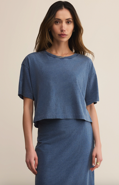 Z Supply - On The Go Jersey Denim Tee - Vintage Indigo