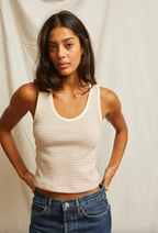 perfectwhitetee - Blondie Rib Tank - Red Stripe