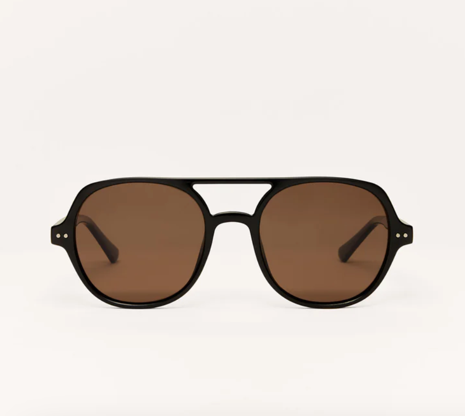 Z Supply Sunglasses - Summerland Polished Black - Brown Polarized