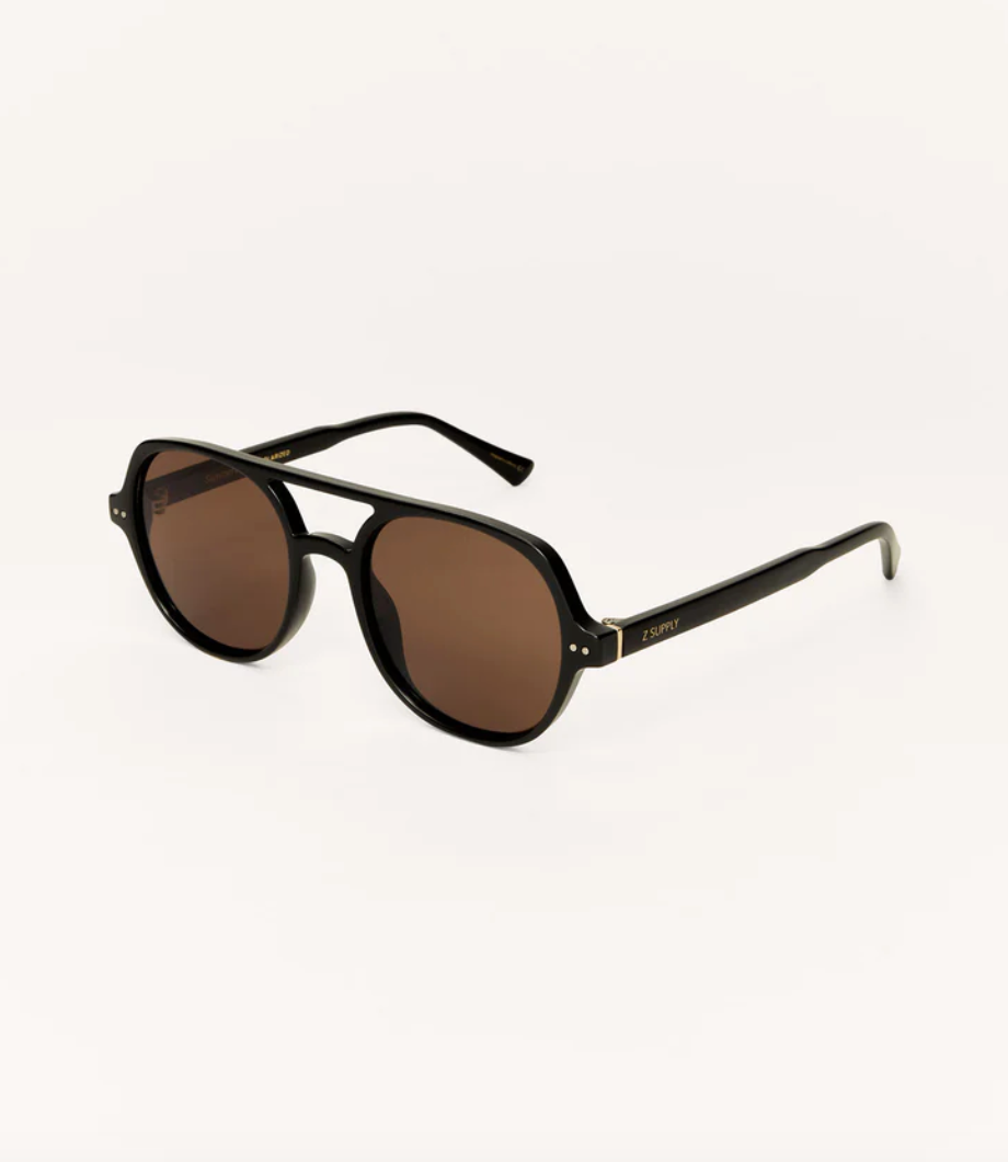 Z Supply Sunglasses - Summerland Polished Black - Brown Polarized