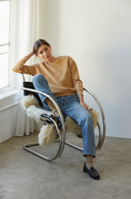 perfectwhitetee -  ziggy inside-out shrunken crewneck sweatshirt - suede