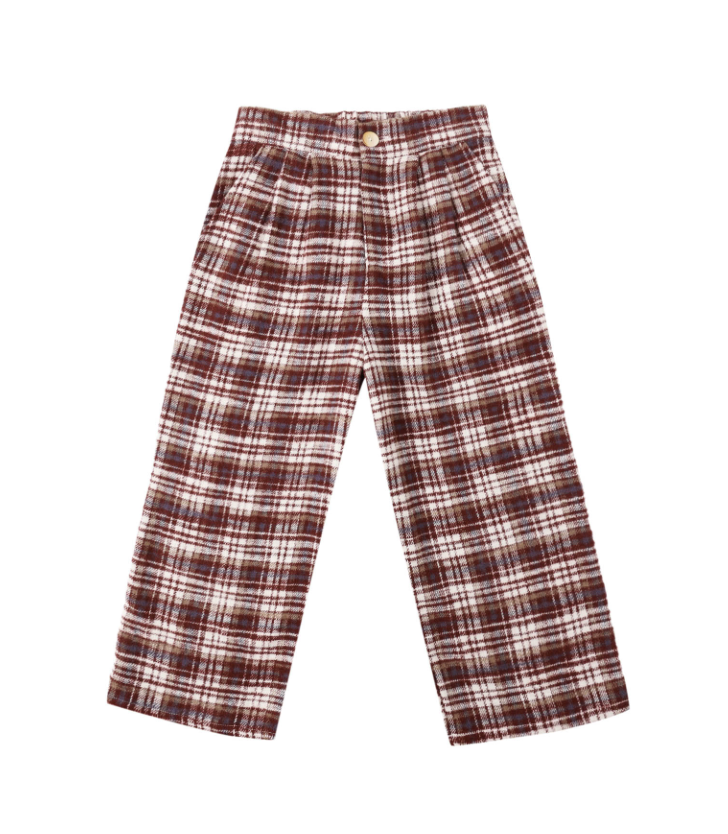 RYLEE + CRU BROOKLYN TROUSER || BURGUNDY PLAID