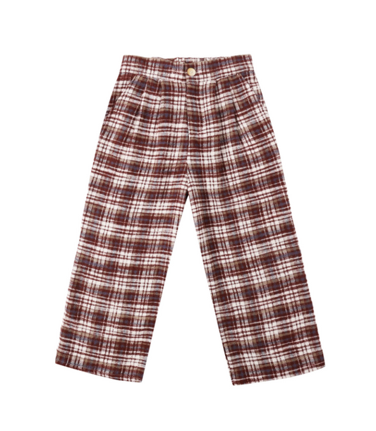 RYLEE + CRU BROOKLYN TROUSER || BURGUNDY PLAID