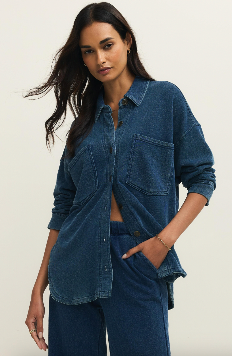 Z Supply All Day Knit Denim Jacket - Indigo