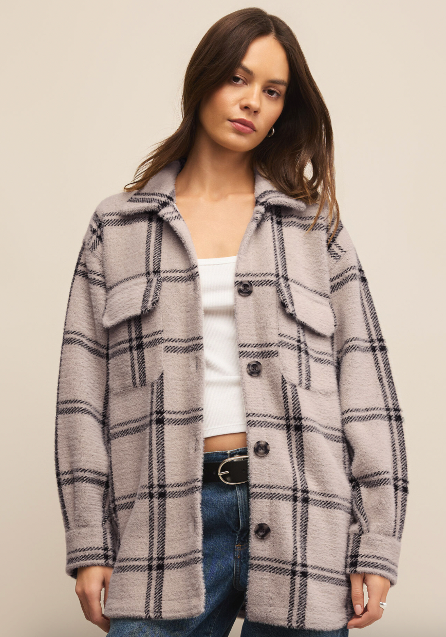 Z Supply Plaid Tucker Jacket - Crystal Grey